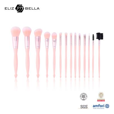China Synthetic Hair Plastic Handle Makeup Brush 14pcs Kit With Concealers for sale