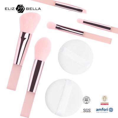 Китай Synthetic Hair Pink Makeup Brushes Travel Makeup Brush Kits With Clear PVC Packaging Box продается