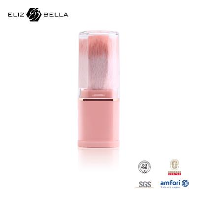 China Rückziehbare Bürste Make-up Pulver Bürste Rosa Kunststoffgriffe 100% synthetisches Haar Kunststoffgriffe,OEM Bestellungen willkommen zu verkaufen