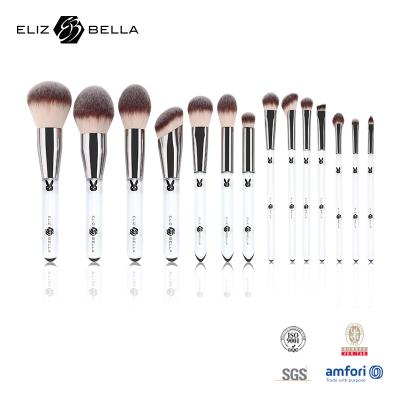 China 14PCS Professional Quality Makeup Brush Set Shiny Silver Ferrule And Clear Plastic Handle for sale