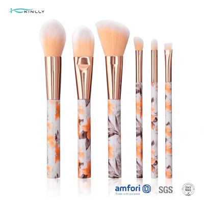 China Small 6pcs Plastic Makeup Brushes With PVC Packing Box for sale