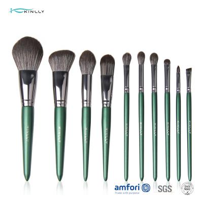 China 10PCS OEM Wooden Handle Makeup Brushes For Smudge for sale
