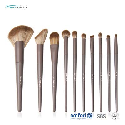 China 10pcs Aluminium Ferrule Full Face Makeup Brush Set for sale