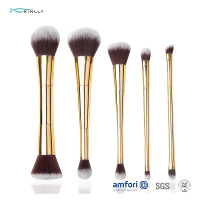 China 5pcs Gold Double Side ISO9001 Makeup Brush Gift Set for sale