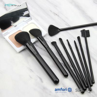 China 9pcs Black Aluminum Ferrules Soft Makeup Brush Set for sale