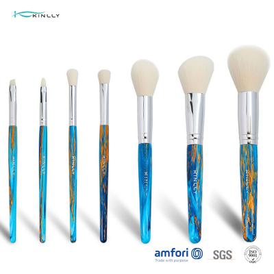 China Blue Wooden BSCI ISO9001 7 Piece Makeup Brush Set for sale