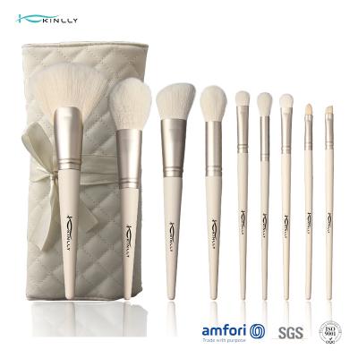 China 9pcs White Natural Hair Makeup Brush With Cosmetic Bag for sale