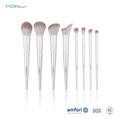 China Cruelty-Free Synthetic Fiber Bristles​ 8pcs Face Makeup Brush Set,Wooden Handle And Aluminium Ferrule for sale