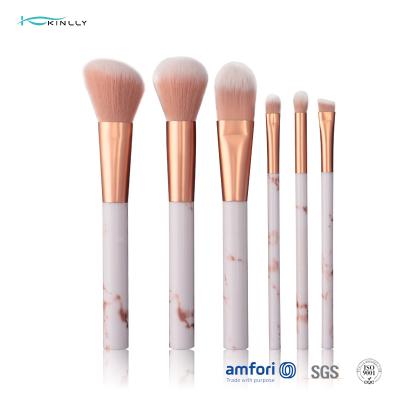 China Kinlly 6pcs Plastic Handle Travel Makeup Brush Set for Cosmetic for sale