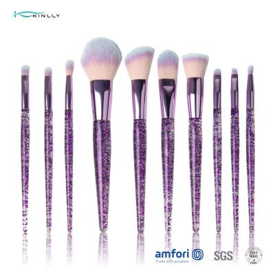 China 10pcs Glitter Synthetic Travel Makeup Brush Set Eye Blending Brush for sale