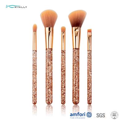 Cina Il regalo di Rose Gold Ferrule Makeup Brush di scintillio ha messo 5pcs per l'ombretto dell'eye-liner in vendita