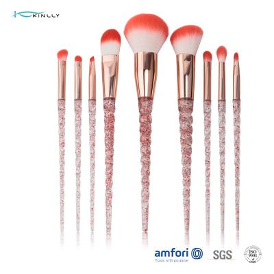 China Spiral Plastic Handle Makeup Brush Gift Set Rose Gold Ferrule Private Label for sale