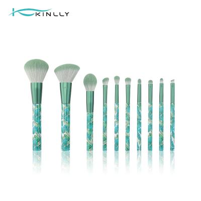 China OEM 10pcs Travel Makeup Brush Set with Marble Lined Plastic Handle for sale