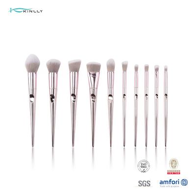 China Plastic Handle Cosmetic 10pcs Face Makeup Brush Set Private Label for sale