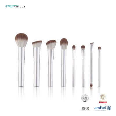 China 8pcs OEM ODM Travel Makeup Brush Set White Aluminium Handle for sale