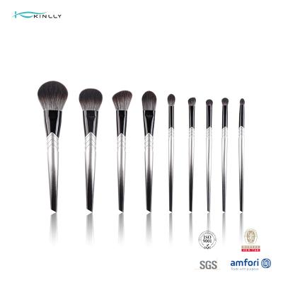 China Plastic Handle 9pcs Makeup Brush Full Set Nylon Hair Powder Brush for sale