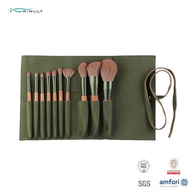 China Synthetic Hair OEM 10pcs Makeup Brush Gift Set With Cometic Pouch for sale