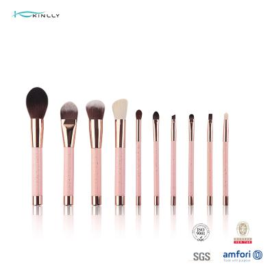 China Plastic Handle 10pcs Makeup Brushes Travel Kit Cosmetics Beauty Tools for sale