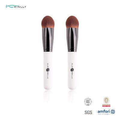 China Eco 1pc Synthetic Hair Makeup Brush Wood Birch White Color Coating for sale