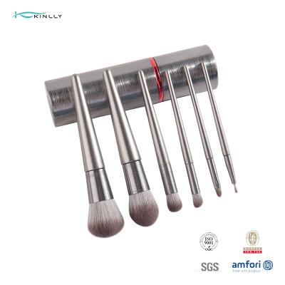 China Custom Logo Vegan 6pcs Makeup Brush Gift Set With Cosmetic Holder for sale