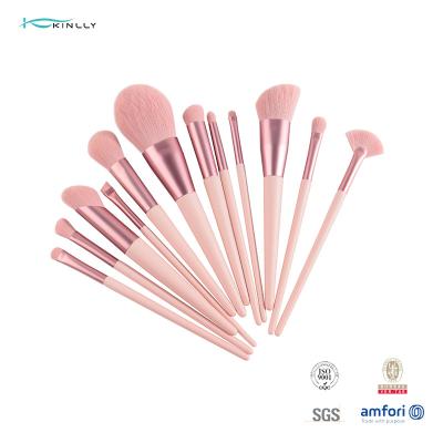 China Pink 12Pcs Cosmetic Makeup Brush Set Eyeshadow Blending Blush for sale
