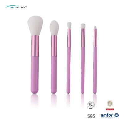 China OEM ODM 5pce Makeup Brush Travel Set With Purple Short Plastic Handle for sale
