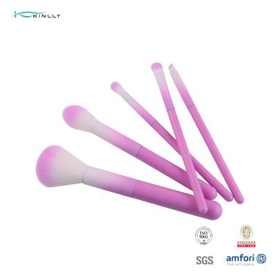 China 5Pcs Purple 100% Synthetic Hair Makeup Brush Set With Plastic Handle for sale