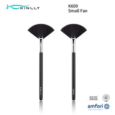 China OEM ODM Black Small Fan Individual Makeup Brushes With Nylon Hair for sale