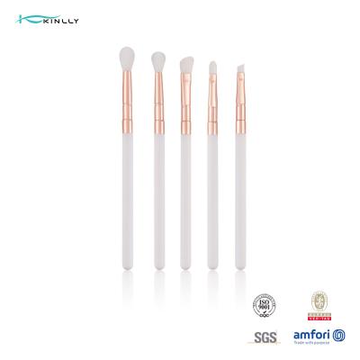 China 5pcs Plastic Makeup Brushes White Plastic Handle Vegan Fiber Eye Makeup Brush Set for sale
