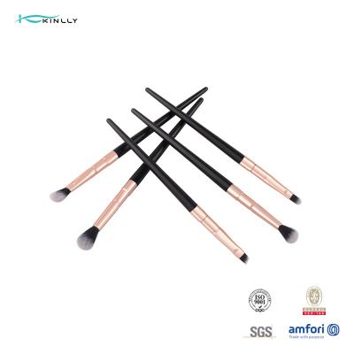China 5 Piece Eyeshadow Blending Brush Set Aluminum Ferrule Wooden Handle for sale