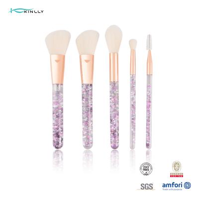 China 5PCs Professional Synthetic Hair Makeup Brush Crystal Handles Soft Silky Bristles for sale