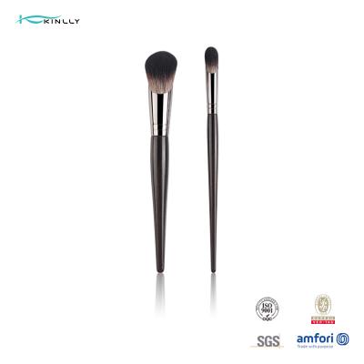 China 2pcs Makeup Concealer Brush Synthetic Hair Aluminium Ferrule Makeup Foundation Brush for sale