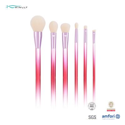 China ABS Plastic Handle Makeup Brush Set 6Pcs Gradien Red Color For Beginners for sale