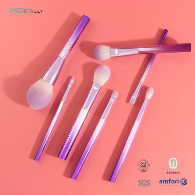 China High Density Bristle 6 Piece Makeup Brush Set Synthetic Hair For Powder Liquid Cream for sale