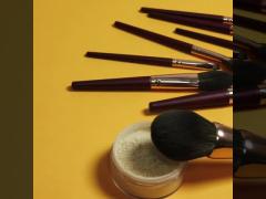 Makeup Brush Set With Synthetic Hair and Wooden Handle