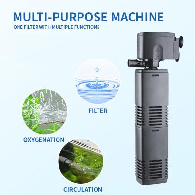 China Black Aquarium Fish Filter 3 Stage In Tank Filter With Dual Water Outlet Aeration Flow Adjustable for sale