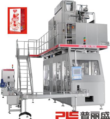 China 16000 PPH 250ml Base Aseptic Carton Filling Machine With Straw Applicator for Milk for sale