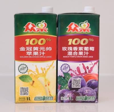 Китай тонкий материал упаковки бумаги сока 1000ml с 6 месяцами - 12 месяцами срока годности при хранении продается
