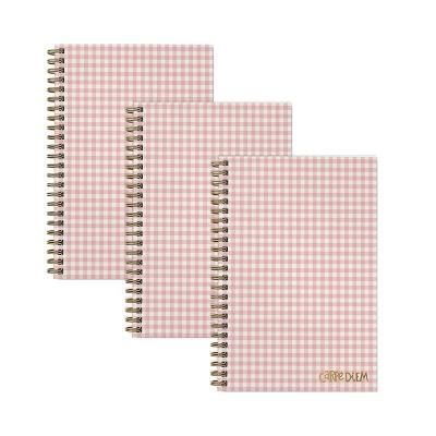 China A5 Pink Checkerboard Hardcover Lined Notebook , Bamboo Paper Notebook For Students for sale