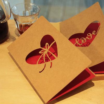 China 10cm Kraft Paper Laser Cut Wedding Cards Red For Wedding Party for sale