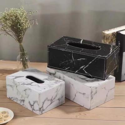 China 250mm Length Marble Like Leather Tissue Boxes With Print Logo for sale