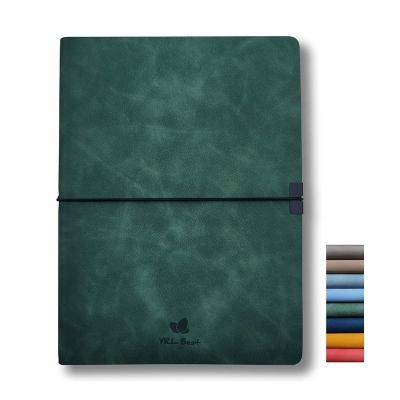 China 80 Sheets A5 PU Leather Notebook , A5 Subject Notebook With Elastic Closure for sale