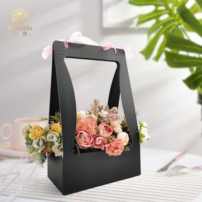 China Black Foldable Bouquet Packaging Boxes , Bouquet Cardboard Box Elegant for sale