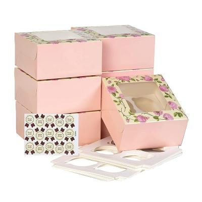 China Caja del cartón de papel del certificado el 16cm del FSC, ventana de Mini Cupcake Gift Boxes With en venta