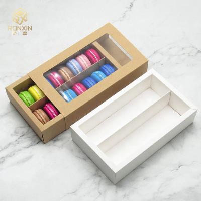 China 20cm Kraft Paper Macaron Gift Box Packaging Food Safe With Window for sale