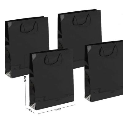 中国 250gsm 300gsm Black Printed Paper Shopping Bag Recyclable Custom Logo 販売のため