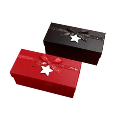 China Red Pantone Paper Paperboard Gift Boxes With Ribbon Lid And Based Shape For Gift Package for sale