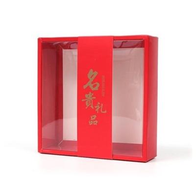 China Red Card Paper Kraft Gift Box With Window Eco Friendly For Food Candy Small Packaging for sale
