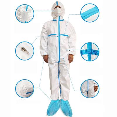 中国 ISO13485 Protective Clothes Waterproof Anti Static Coveralls Jumpsuit With Knitted Cuff 販売のため