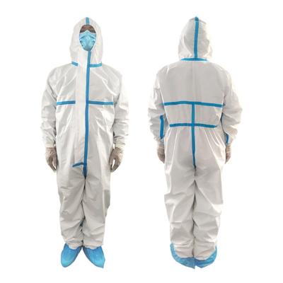 China 5x 50 gsm white disposable microporous coveralls with hood Elastic Wrists Single Zipper for sale